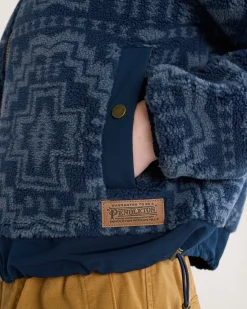 Pendleton WOMEN'S HEATHER ZIP-FRONT FLEECE JACKET BLUE HARDING STAR Outlet