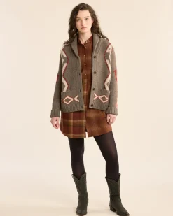 Pendleton WOMEN'S HERITAGE LAMBSWOOL CARDIGAN BROWN MIX MULTI Fashion