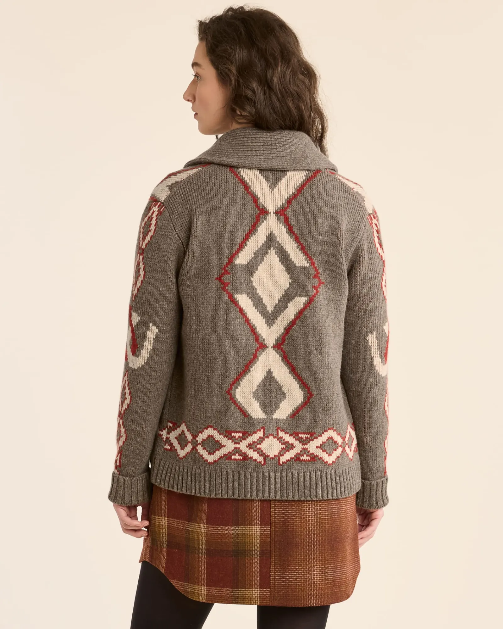 Pendleton WOMEN'S HERITAGE LAMBSWOOL CARDIGAN BROWN MIX MULTI Fashion