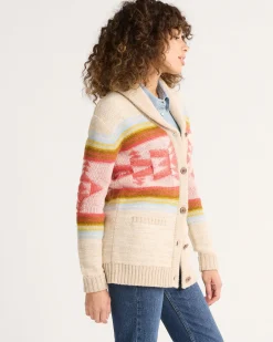 Pendleton WOMEN'S HERITAGE WOOL CARDIGAN TAN/ORANGE MULTI Discount