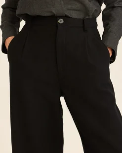 Pendleton WOMEN'S HERRINGBONE WOOL TROUSERS BLACK Best