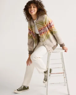 Pendleton WOMEN'S HOYT WOOL BOMBER TAN MULTI CASCADIA Discount