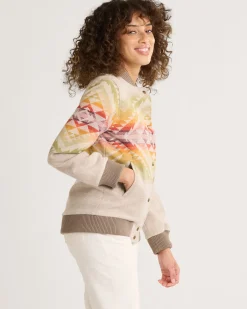 Pendleton WOMEN'S HOYT WOOL BOMBER TAN MULTI CASCADIA Discount
