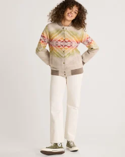 Pendleton WOMEN'S HOYT WOOL BOMBER TAN MULTI CASCADIA Discount