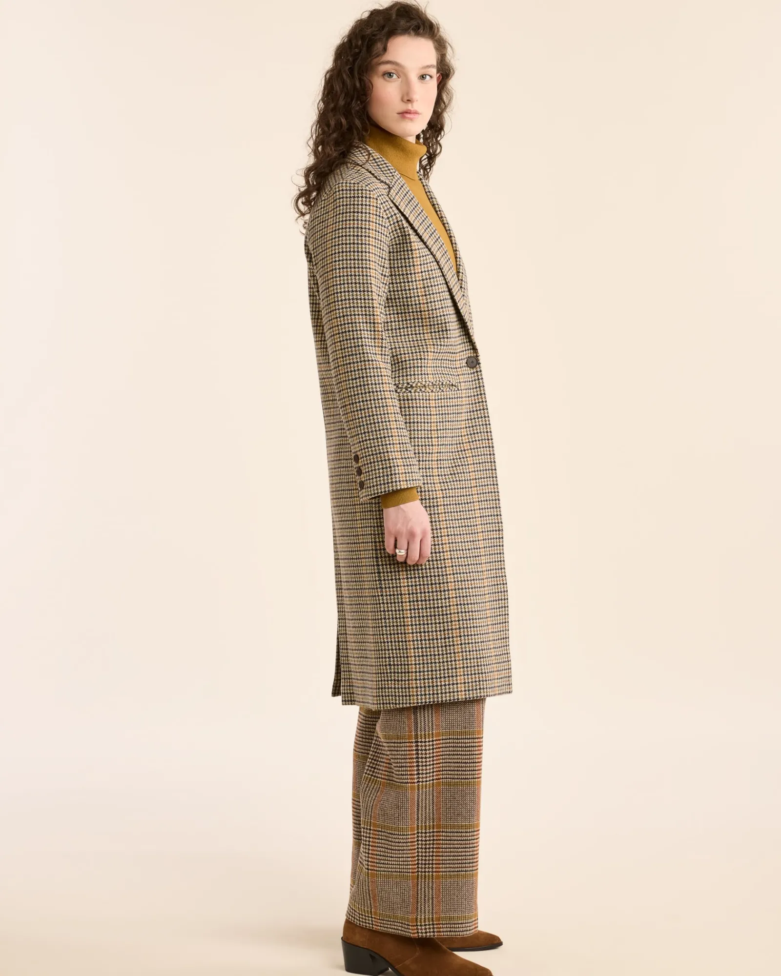 Pendleton WOMEN'S HUDSON LONG WOOL COAT TAN/BROWN CHECK Outlet
