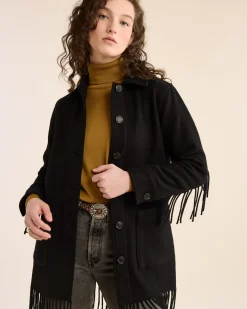 Pendleton WOMEN'S JOLENE WOOL FRINGED JACKET BLACK Best