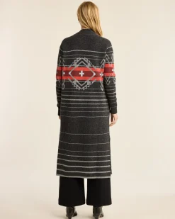 Pendleton WOMEN'S LAMBSWOOL DUSTER CARDIGAN BLACK HEATHER MULTI Outlet