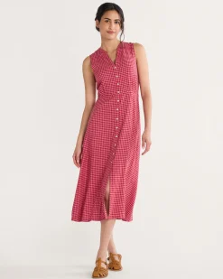 Pendleton WOMEN'S LANA SLEEVELESS LINEN DRESS PINK CHECK Online