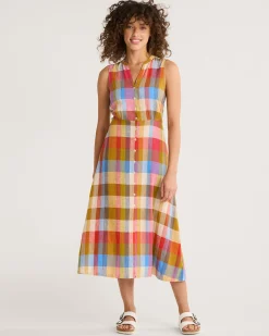 Pendleton WOMEN'S LANA SLEEVELESS LINEN DRESS PLAID MULTI Hot