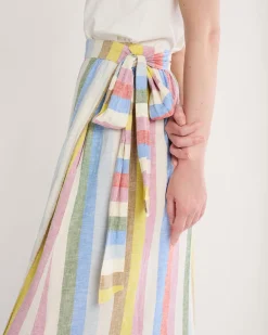 Pendleton WOMEN'S LINEN WRAP SKIRT MULTI STRIPE Best
