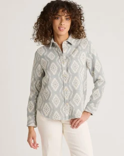 Pendleton WOMEN'S LONG BEACH DOUBLESOFT SHIRT MISTY BLUE Clearance