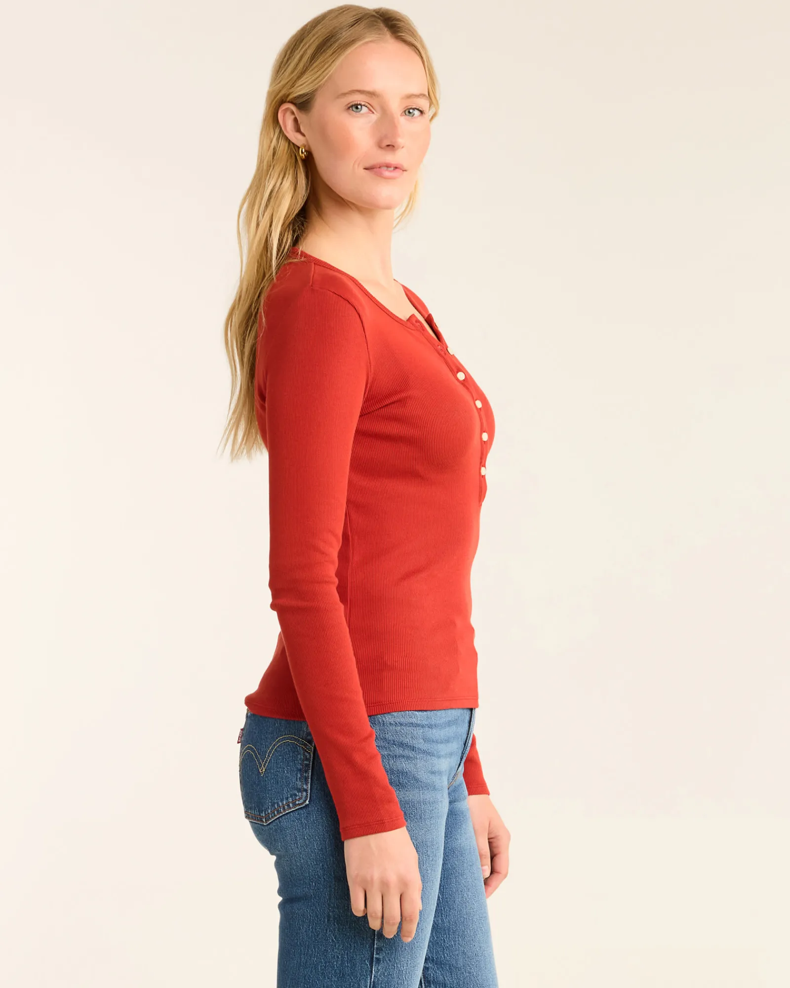 Pendleton WOMEN'S LONG-SLEEVE PIMA COTTON HENLEY RED OCHRE Outlet