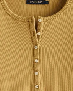 Pendleton WOMEN'S LONG-SLEEVE PIMA COTTON HENLEY ANTIQUE GOLD Discount