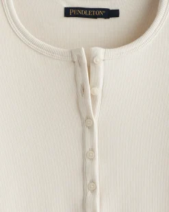 Pendleton WOMEN'S LONG-SLEEVE PIMA COTTON HENLEY ANTIQUE WHITE Hot