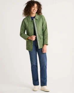 Pendleton WOMEN'S MARIGOLD CRINKLE QUILTED BARN COAT GREEN VINE Outlet