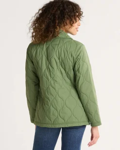 Pendleton WOMEN'S MARIGOLD CRINKLE QUILTED BARN COAT GREEN VINE Outlet