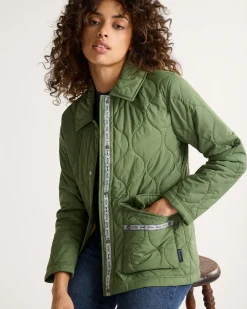 Pendleton WOMEN'S MARIGOLD CRINKLE QUILTED BARN COAT GREEN VINE Outlet
