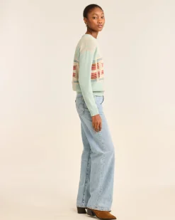 Pendleton WOMEN'S MONTERA COTTON SWEATER SEAFOAM HARDING New