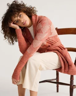Pendleton WOMEN'S MONTEREY BELTED COTTON CARDIGAN RUST SUNSET Sale