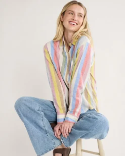 Pendleton WOMEN'S COASTAL LINEN SHIRT MULTI STRIPE Sale