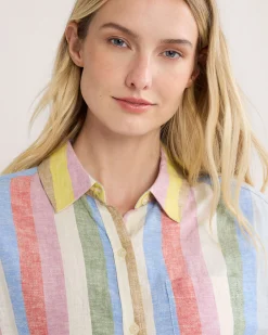 Pendleton WOMEN'S COASTAL LINEN SHIRT MULTI STRIPE Sale