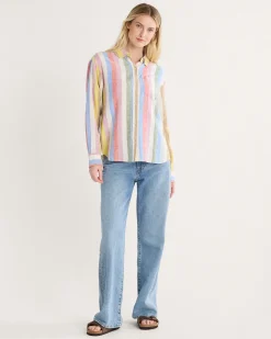 Pendleton WOMEN'S COASTAL LINEN SHIRT MULTI STRIPE Sale