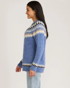 Pendleton WOMEN'S OVERSIZED ALPACA FAIR ISLE SWEATER LIGHT BLUE MULTI Fashion