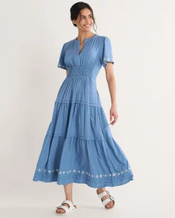 Pendleton WOMEN'S PENELOPE LINEN DRESS DUSTY BLUE Clearance