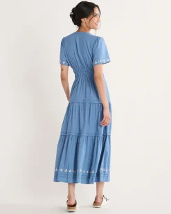 Pendleton WOMEN'S PENELOPE LINEN DRESS DUSTY BLUE Clearance