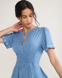 Pendleton WOMEN'S PENELOPE LINEN DRESS DUSTY BLUE Clearance