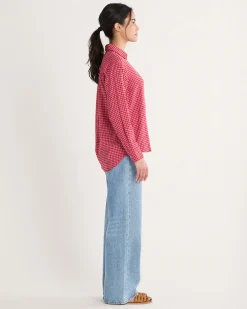 Pendleton WOMEN'S COASTAL LINEN SHIRT PINK CHECK Fashion