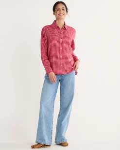 Pendleton WOMEN'S COASTAL LINEN SHIRT PINK CHECK Fashion
