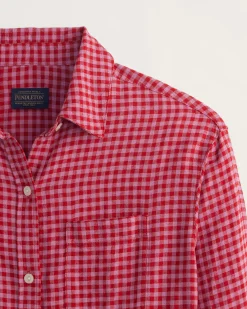 Pendleton WOMEN'S COASTAL LINEN SHIRT PINK CHECK Fashion