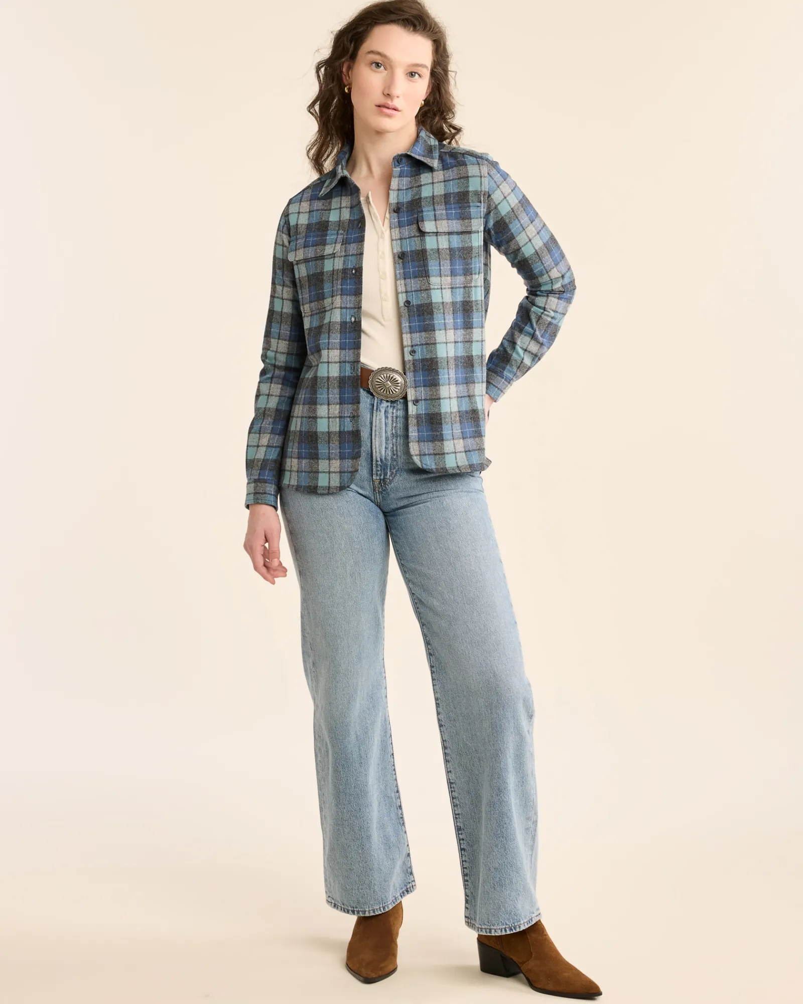Pendleton WOMEN'S PLAID BOARD SHIRT BLUE ORIGINAL SURF PLAID Outlet