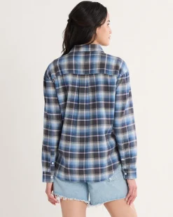 Pendleton WOMEN'S PLAID BOYFRIEND DOUBLEBRUSHED FLANNEL SHIRT BLUE MULTI PLAID Best