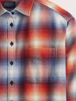 Pendleton WOMEN'S PLAID BOYFRIEND DOUBLEBRUSHED FLANNEL SHIRT RUST NAVY OMBRE Outlet
