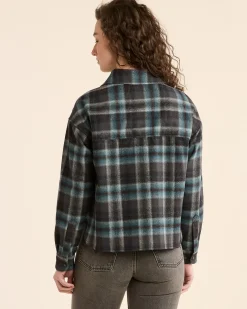 Pendleton WOMEN'S PLAID CROPPED SHIRT GREY MIX/AQUA PLAID Fashion