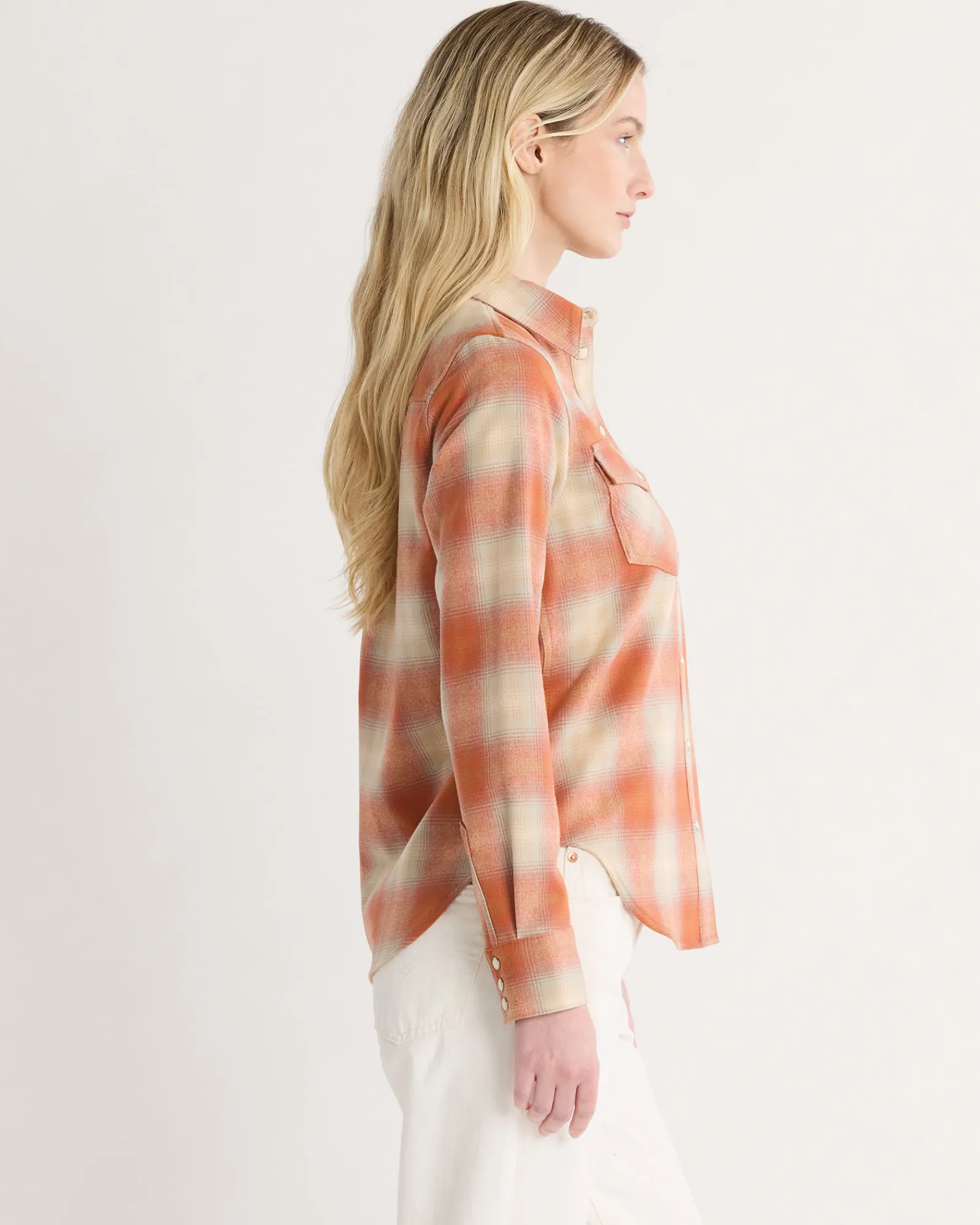 Pendleton WOMEN'S PLAID GAMBLER SHIRT ORANGE MULTI OMBRE Outlet