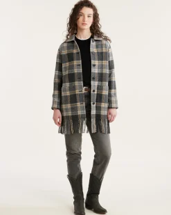 Pendleton WOMEN'S PLAID JOLENE WOOL FRINGED JACKET CHARCOAL MIX MULTI Best