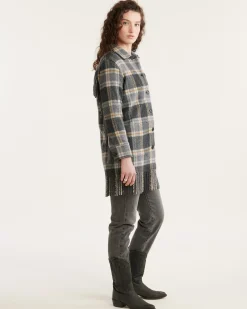 Pendleton WOMEN'S PLAID JOLENE WOOL FRINGED JACKET CHARCOAL MIX MULTI Best