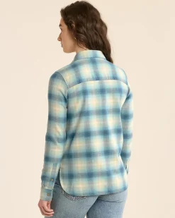 Pendleton WOMEN'S PLAID MADISON DOUBLEBRUSHED FLANNEL SHIRT AQUA OMBRE Clearance