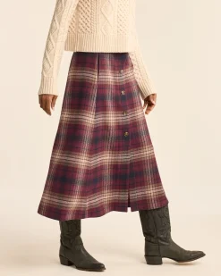 Pendleton WOMEN'S PLAID WOOL SKIRT BURGUNDY MULTI Clearance