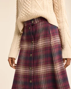 Pendleton WOMEN'S PLAID WOOL SKIRT BURGUNDY MULTI Clearance