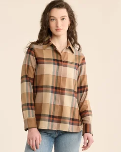 Pendleton WOMEN'S PLAID WORSTED WOOL SHIRT TAN/COPPER Hot