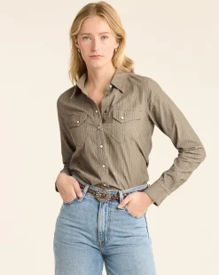 Pendleton WOMEN'S PRINTED CORDUROY GAMBLER SHIRT SAGE GREEN Best