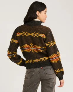 Pendleton WOMEN'S QUARTER-ZIP MERINO SWEATER CHARCOAL MULTI Fashion