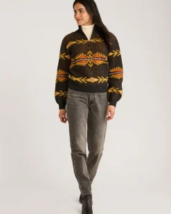Pendleton WOMEN'S QUARTER-ZIP MERINO SWEATER CHARCOAL MULTI Fashion