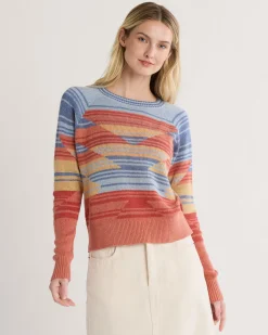 Pendleton WOMEN'S RAGLAN COTTON SWEATER INDIGO/RUST HEATHER Sale