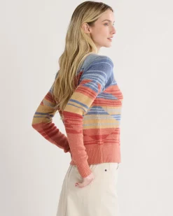 Pendleton WOMEN'S RAGLAN COTTON SWEATER INDIGO/RUST HEATHER Sale