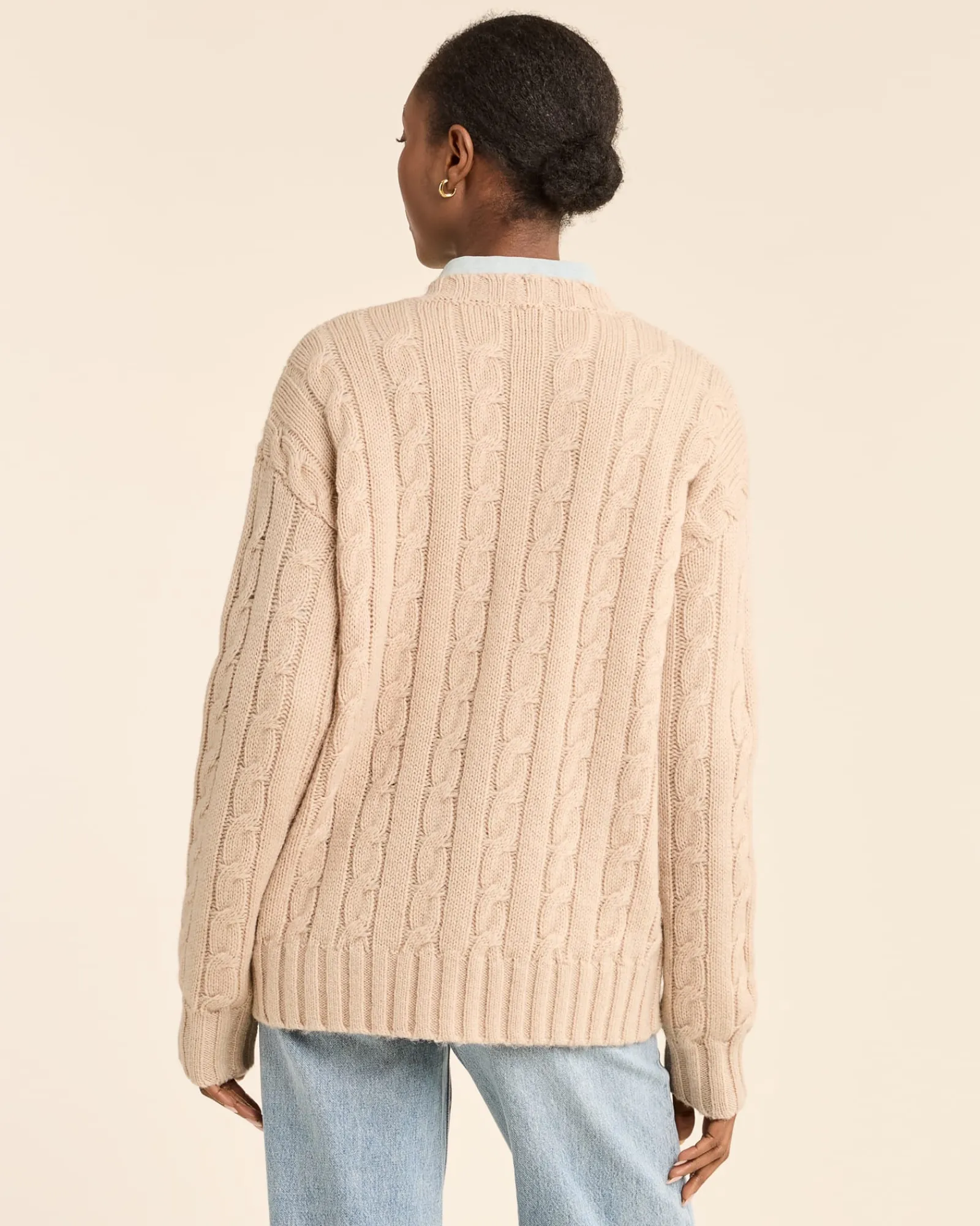 Pendleton WOMEN'S SHETLAND COLLECTION FISHERMAN CARDIGAN SOFT TAUPE Outlet